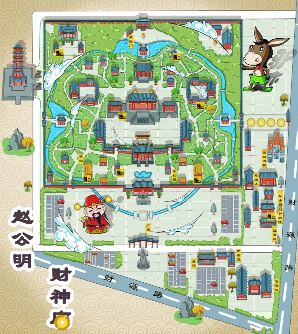 临西寺庙类手绘地图